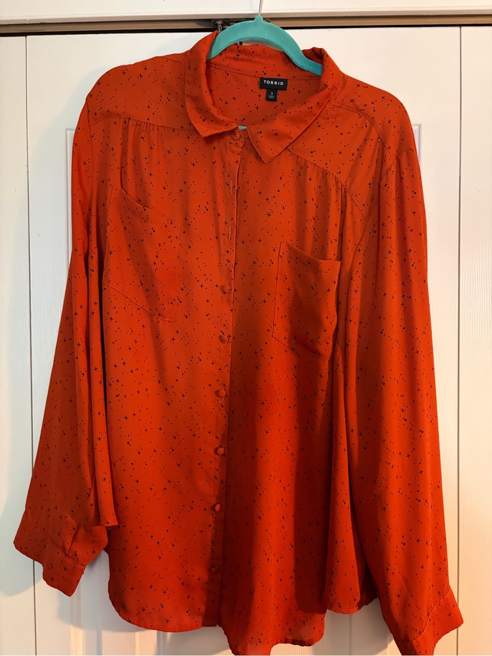 torrid Orange Star-Print Button-Front Shirt